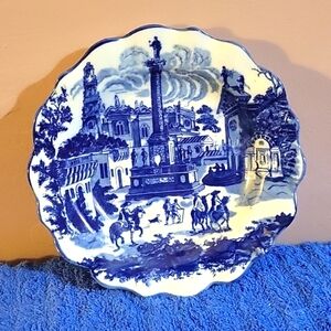Vintage Victoria Ware Ironstone Flow Blue ~ Scalloped Edges ~ 8”
